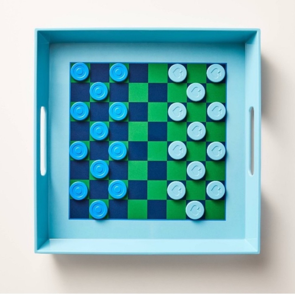 Kate Spade Blue and Green Checkers & Tray